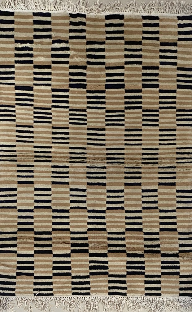 Beige and Black Cross Pattern Rug