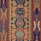 Tan, Blue, and Red Creative Design Rug