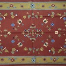 Red and Yellow Floral And Leaf Pattern Cotton Jute Rug