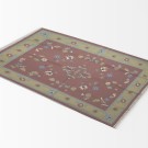 Red and Yellow Floral And Leaf Pattern Cotton Jute Rug