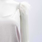 Feather-Embroidered Caraco Top